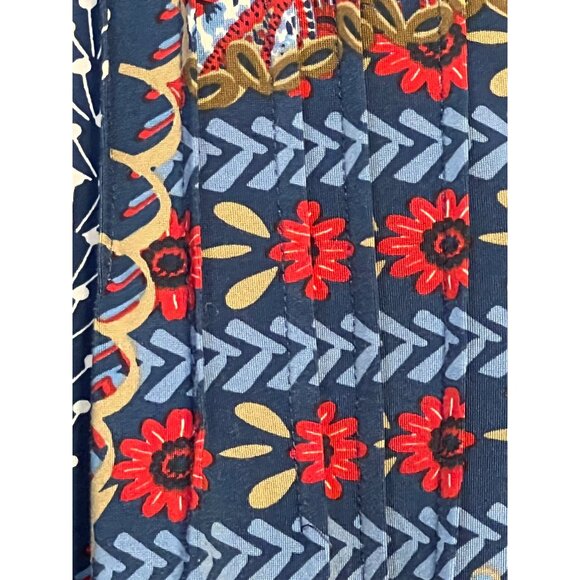 N Touch Women’s 1X Multicolor Floral Boho Tunic Top Button Details Blue Red - Picture 5 of 15